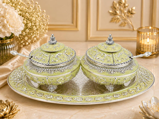Beautifully Carved Sugar Pot Set