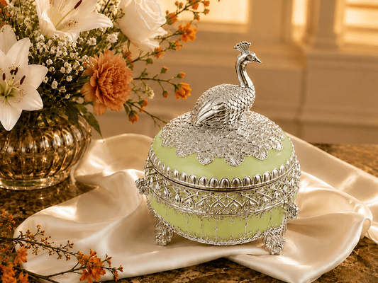 Round Sugar Pot with Peacock on Top