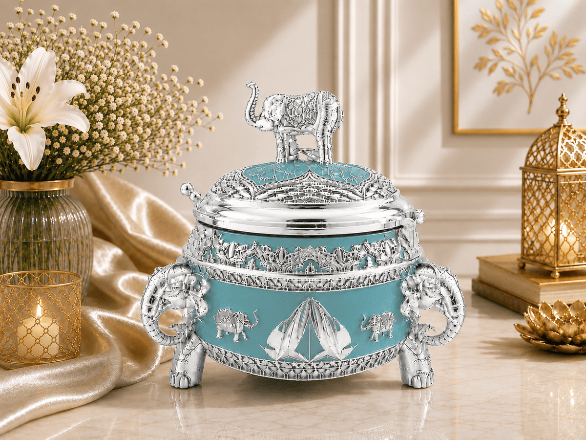 Round Sugar Pot with Elephant on Top