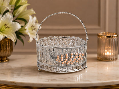 Peacock Glass Bowl with Handle