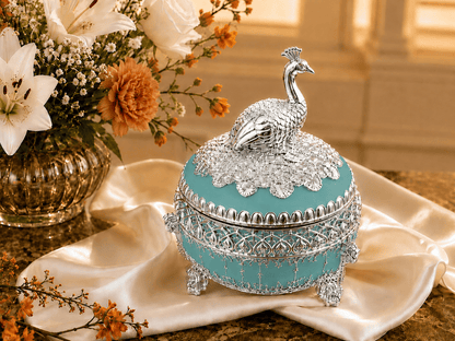 Round Sugar Pot with Peacock on Top