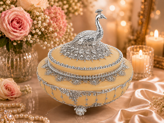 Royal Peacock Round Sugar Pot