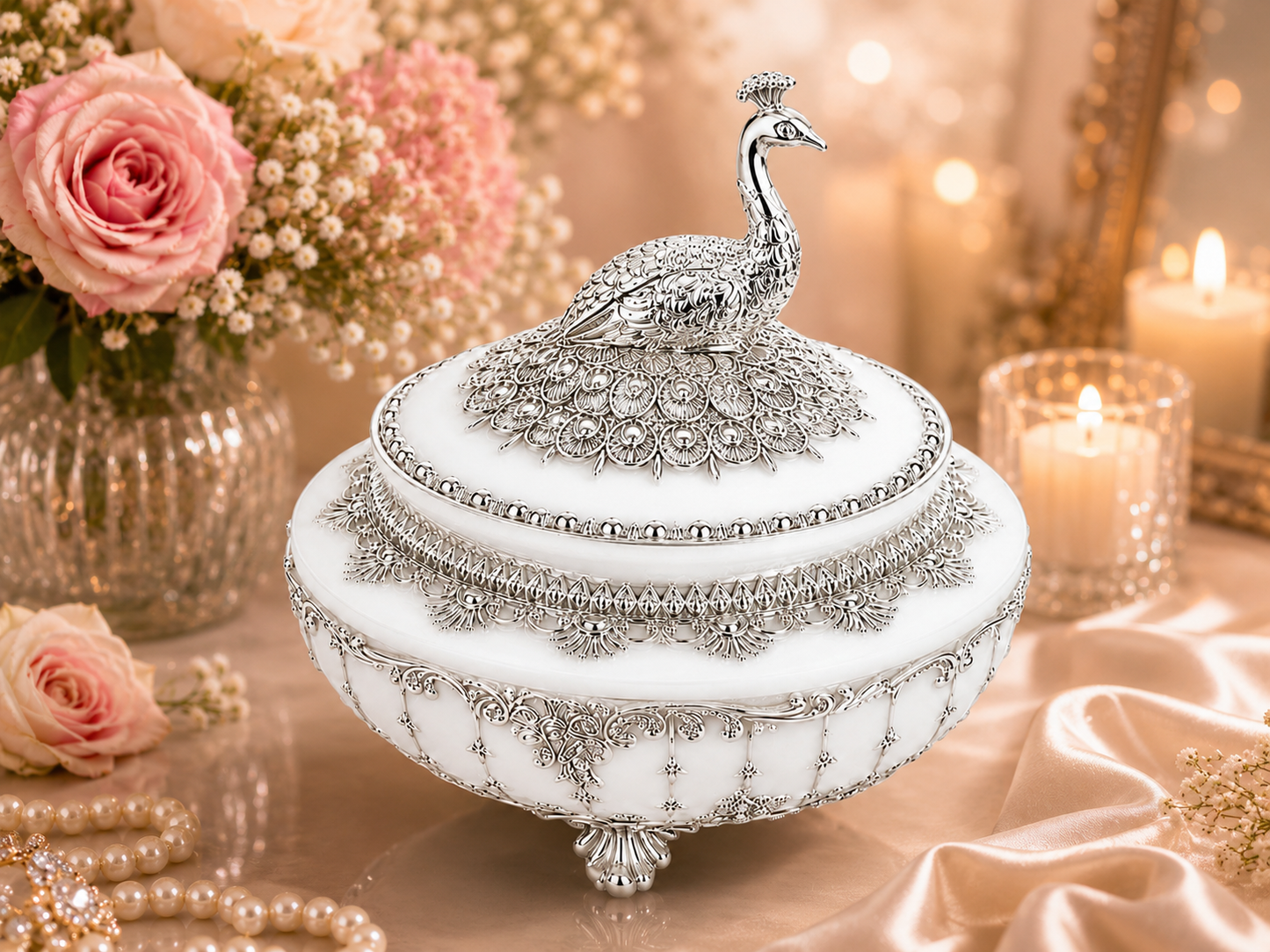 Royal Peacock Round Sugar Pot