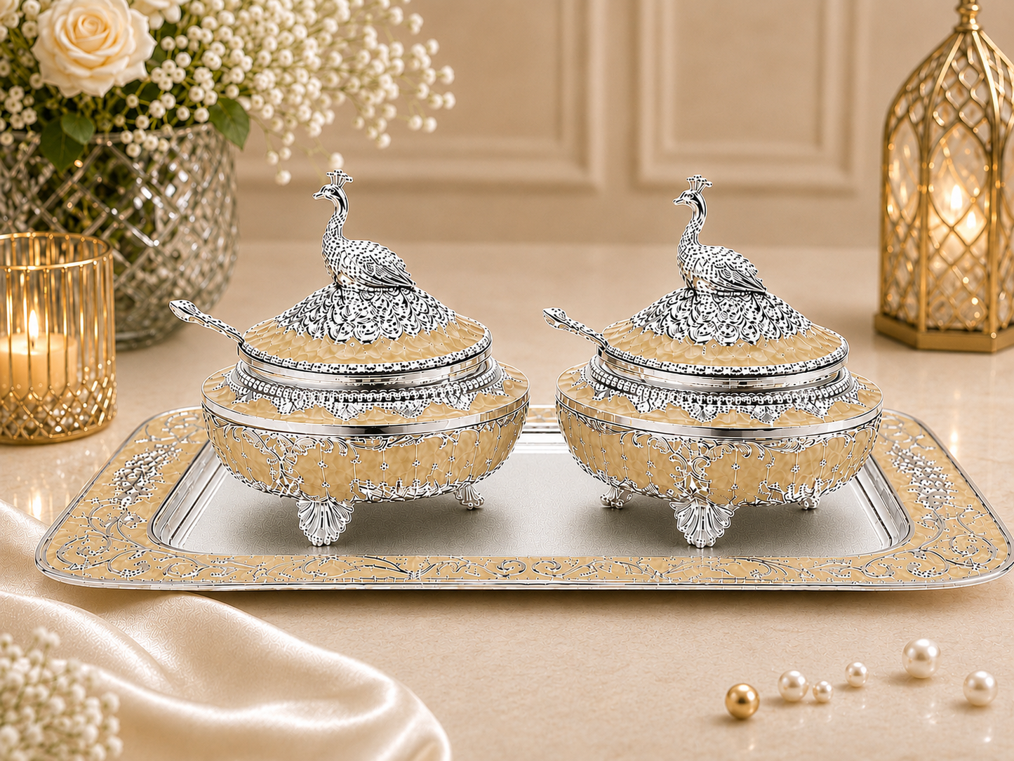 Royal Peacock Sugar Pot Set