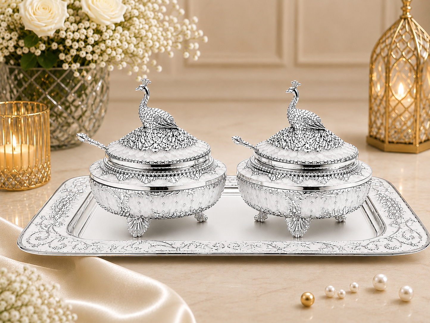 Royal Peacock Sugar Pot Set