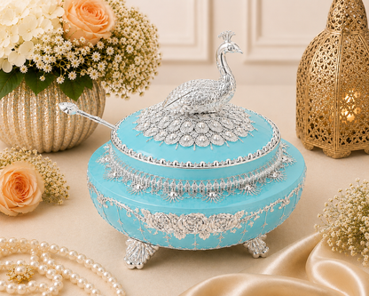 Royal Peacock Round Sugar Pot