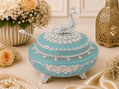 Royal Peacock Round Sugar Pot