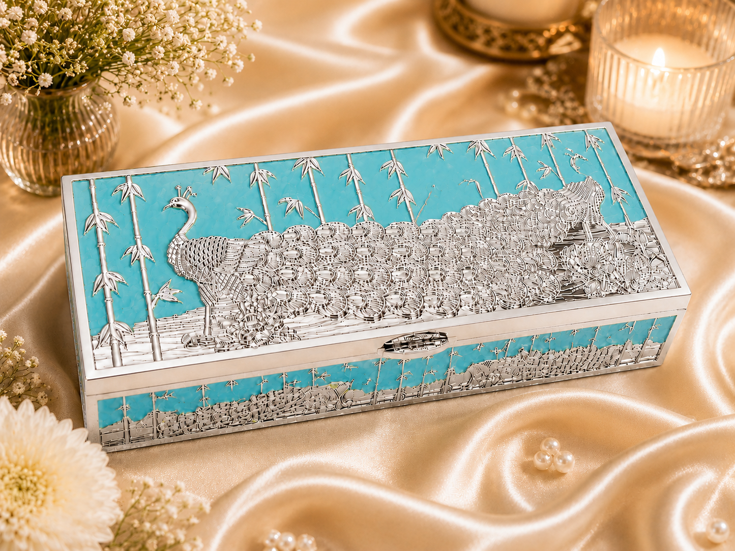 Silver Plated Enamel Cash Box