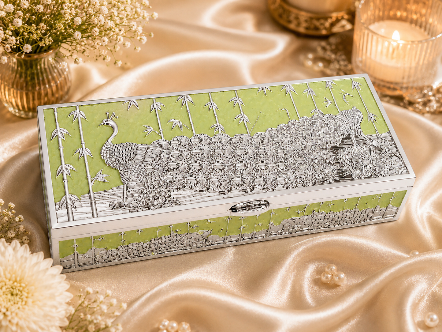 Silver Plated Enamel Cash Box