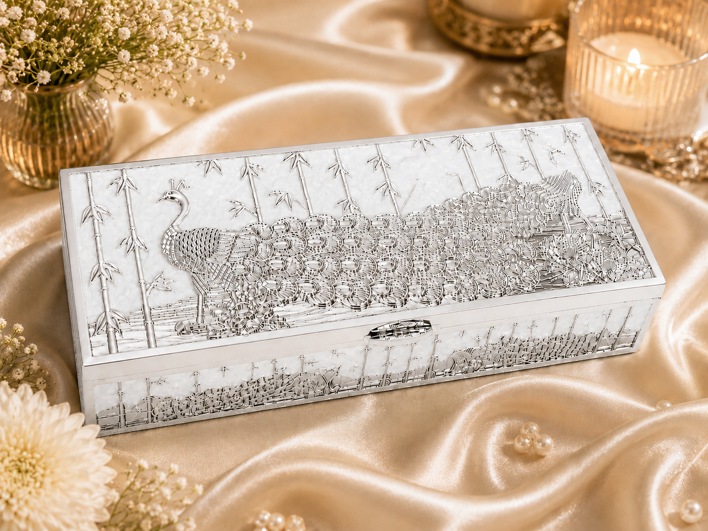 Silver Plated Enamel Cash Box