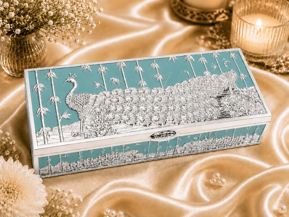 Silver Plated Enamel Cash Box
