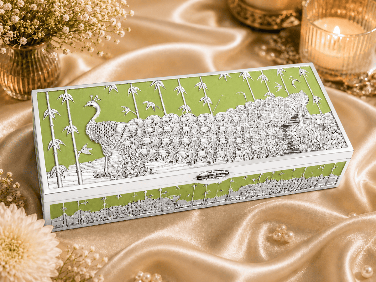 Silver Plated Enamel Cash Box