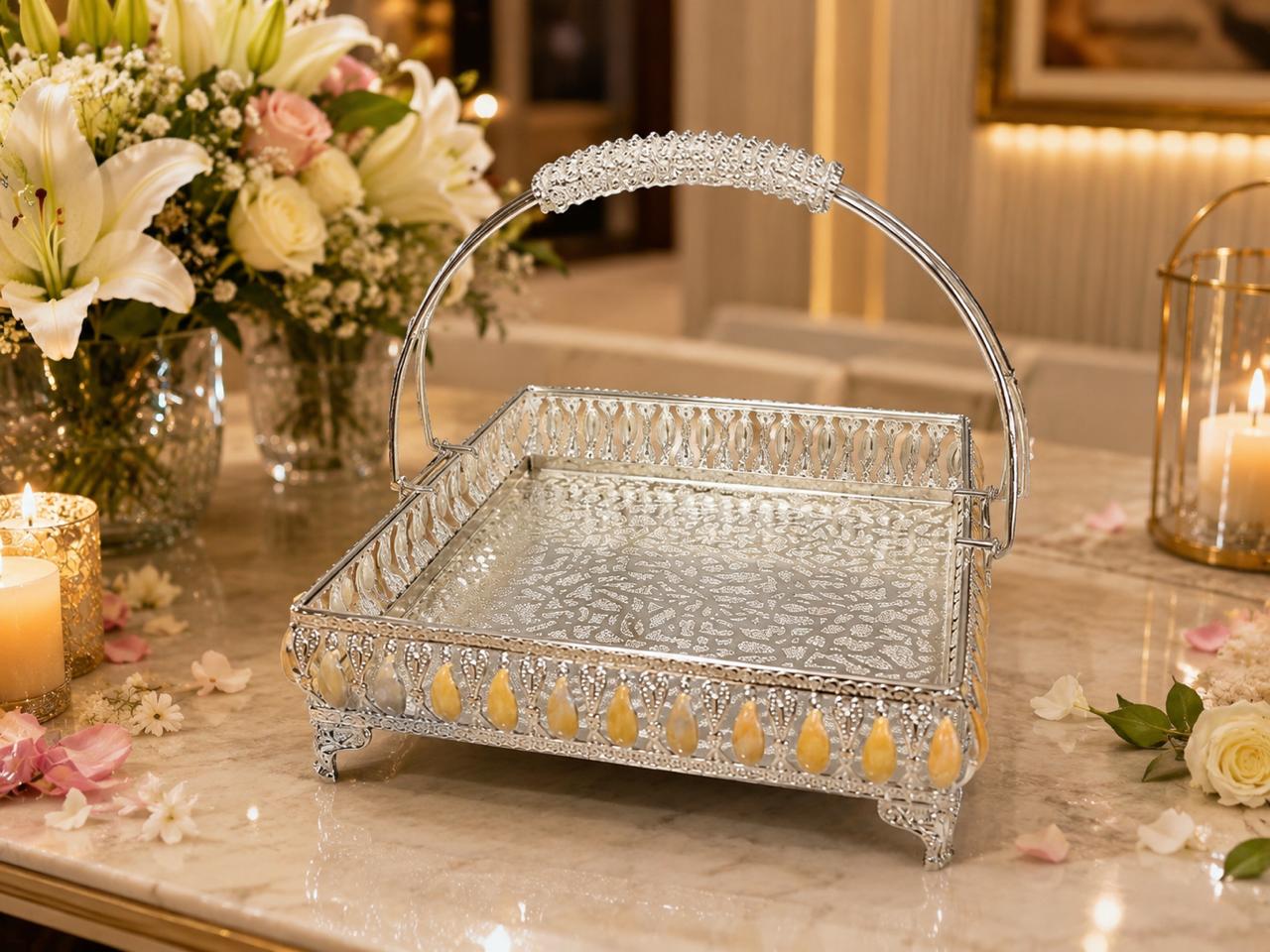 Square Basket with Beautiful Handle