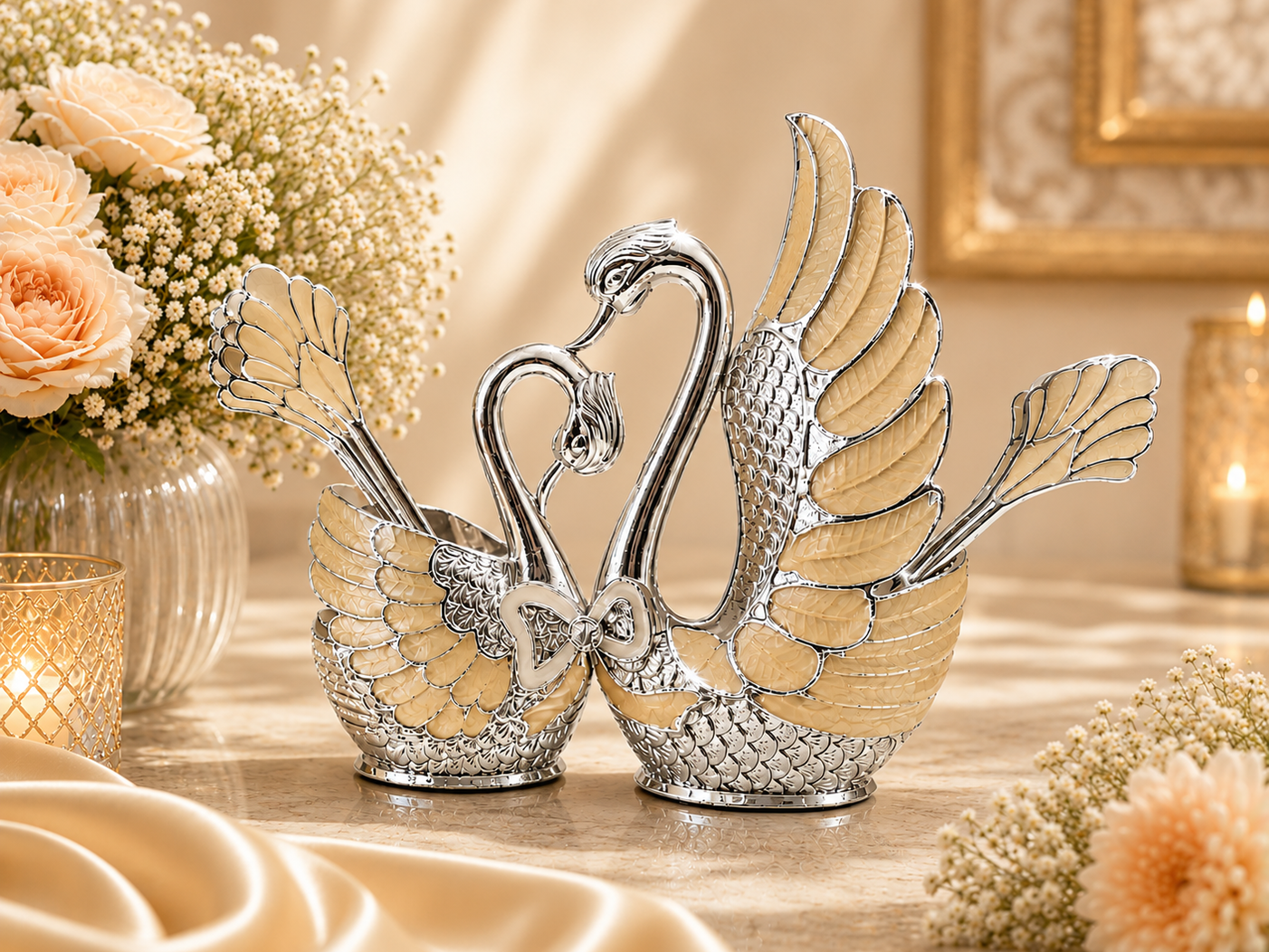 Swan Set with Spoons & Forks