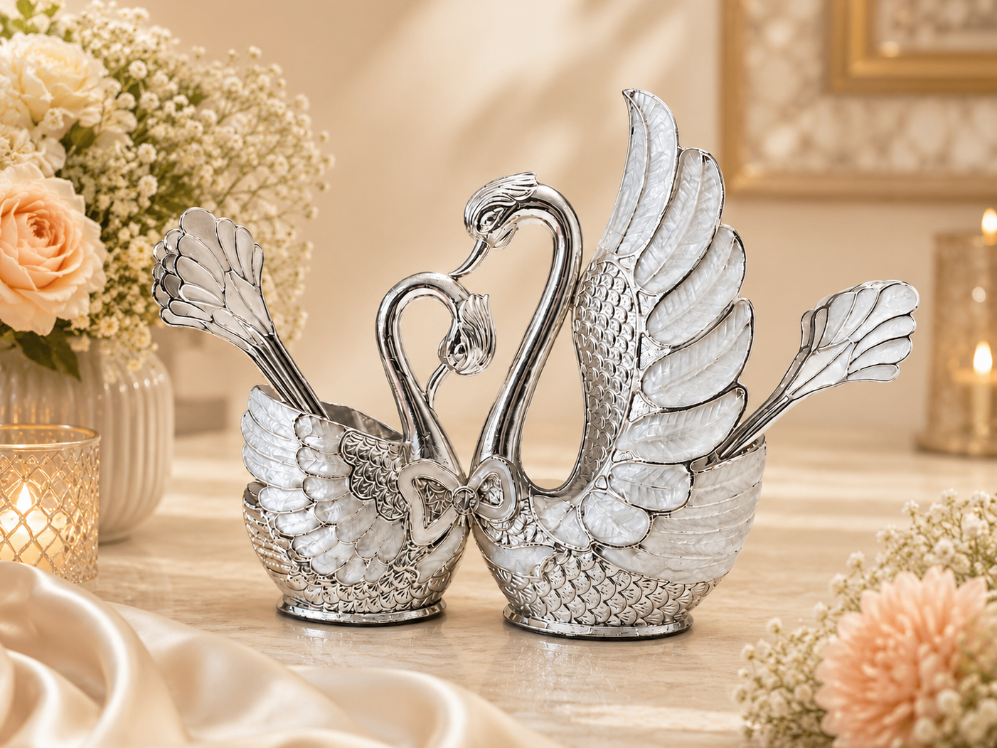 Swan Set with Spoons & Forks